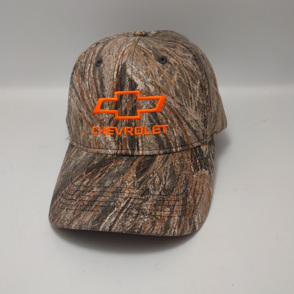 CHEVROLET  Adult Size Adjustable Camouflaged Cap Hat Orange Logo Rim Predator